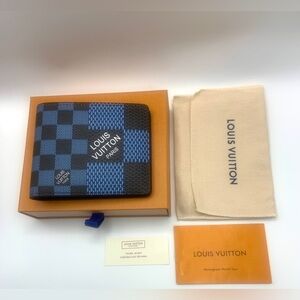 Louis Vuitton Bifold Damier Multiple Men’s Wallet, Blue